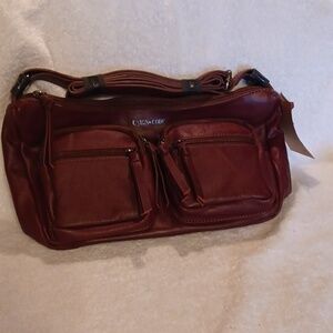 Union-code genuine leather cross body sling bag red wine color